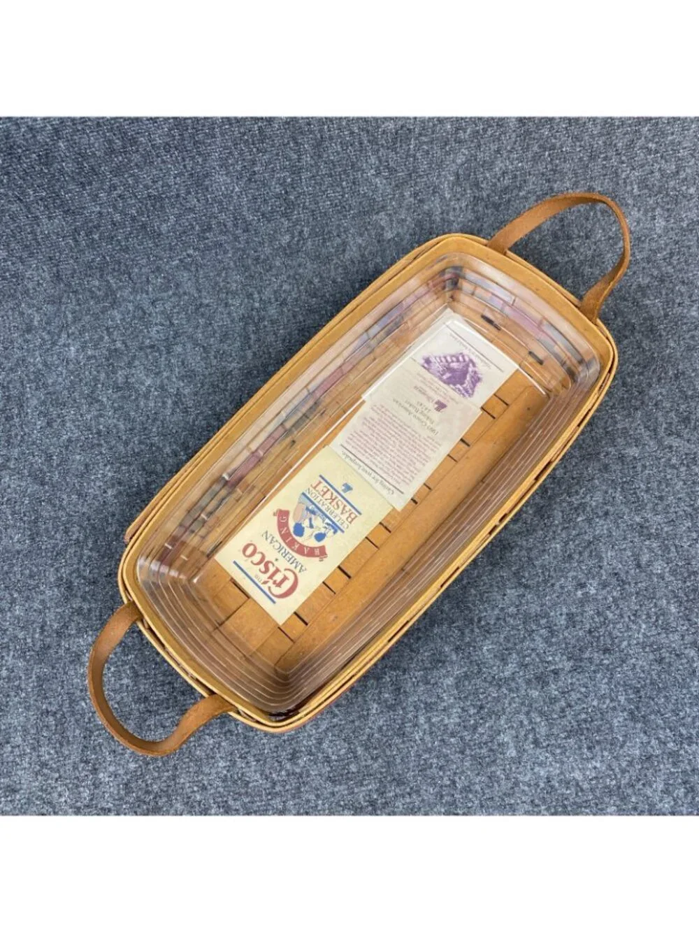 Longaberger 1993 Crisco American Baking Basket 14745 Leather Handles NOS Liner